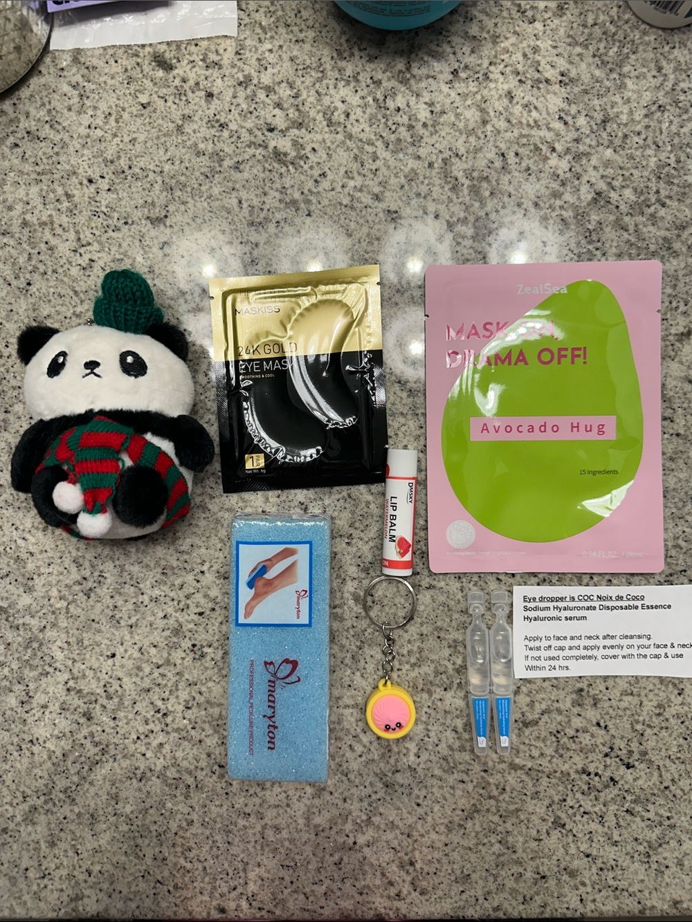 Givvy-Plush Panda Keychain Toy in Green & Black - Kids Accessory